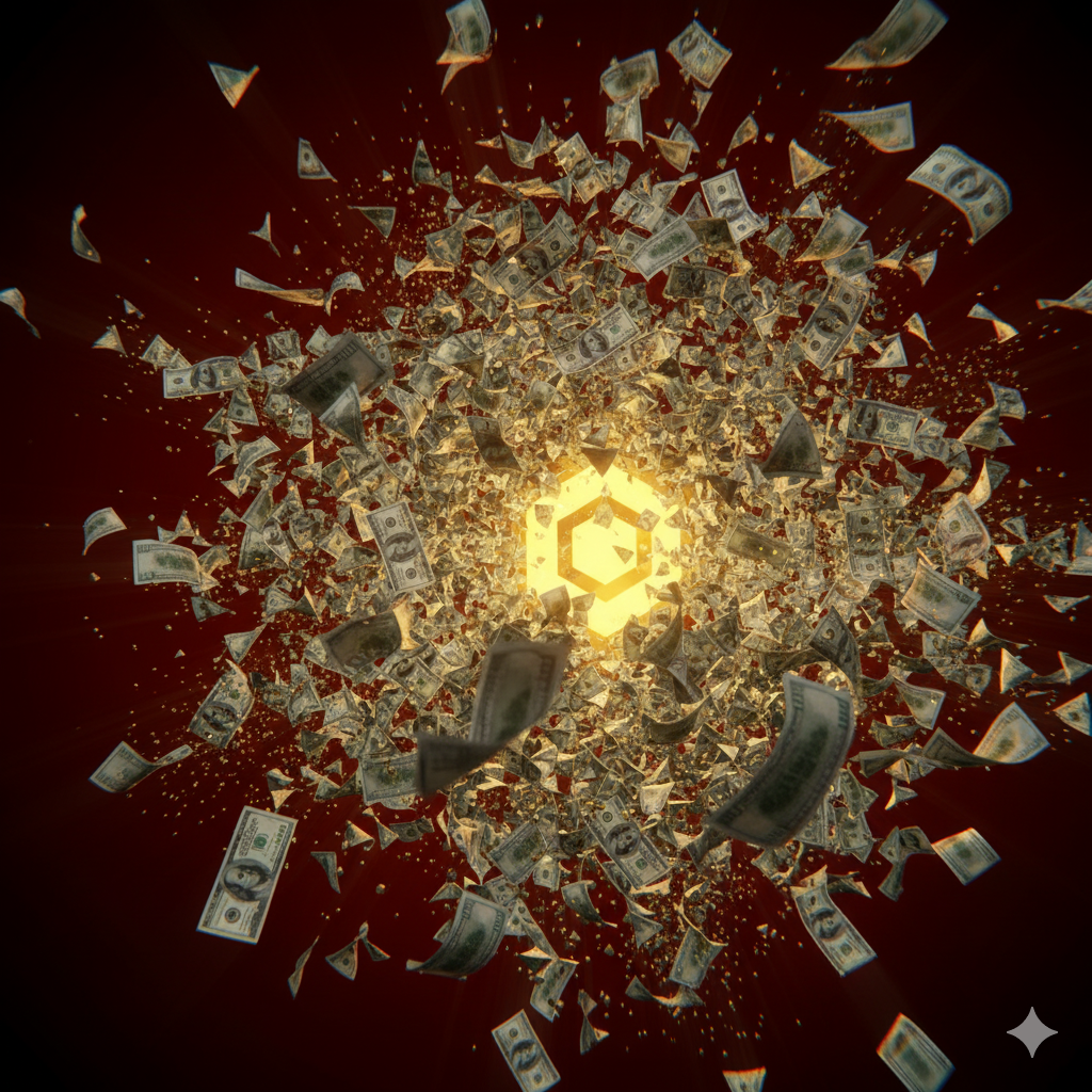 Money explosion representing platform revenue distribution